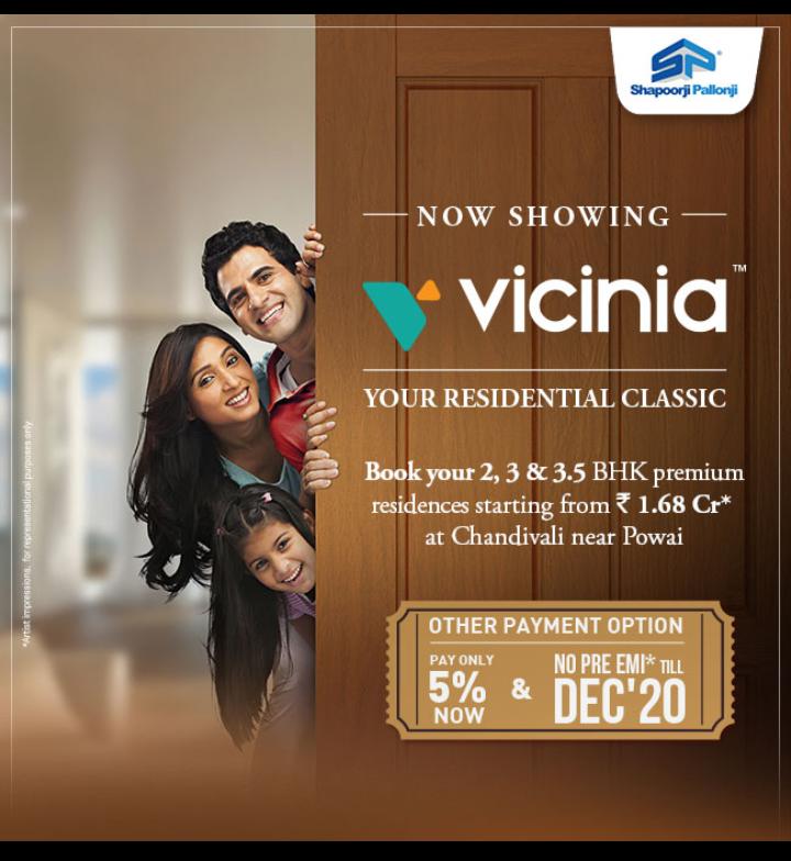 Pay only 5% now & no pre-EMI till December 2020 at Shapoorji Pallonji Vicinia in Mumbai Update
